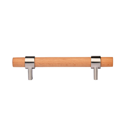 Mantara Walden Handle W-0035 is a modern zinc alloy and beech wood handle in silver ideal for kitchen and dresser drawers.