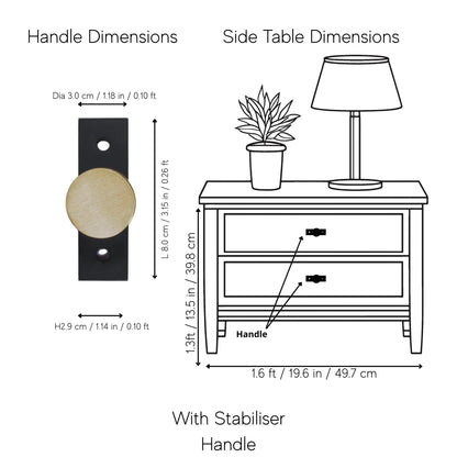 The Mantara B-0118 is a modern brass knob in gold with a black stabiliser base, ideal for kitchen and dresser drawers.