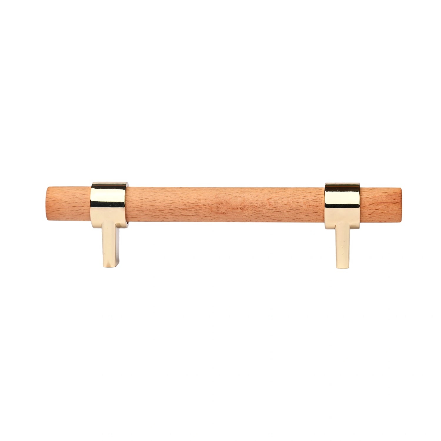 Mantara Walden Handle W-0035 is a modern zinc alloy and beech wood handle in gold, ideal for kitchen and dresser drawers.