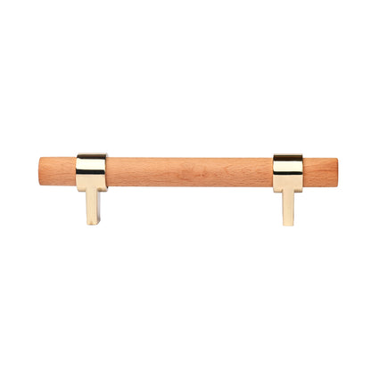 Mantara Walden Handle W-0035 is a modern zinc alloy and beech wood handle in gold, ideal for kitchen and dresser drawers.