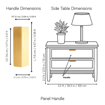 The Mantara B-0050 Panel Handle is a modern polished brass handle in gold, perfect for kitchens, drawers, and bedrooms.