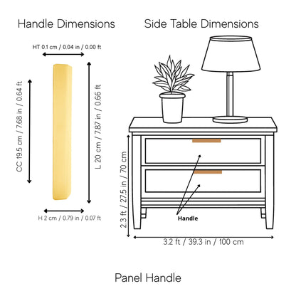 The Mantara B-0050 Panel Handle is a modern polished brass handle in gold, perfect for kitchens, drawers, and bedrooms.