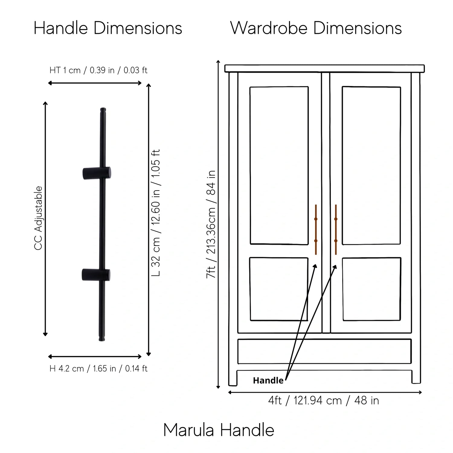 Mantara Marula Handle SKU B-0081 is a modern solid brass handle in polished black for wardrobes and cabinets.