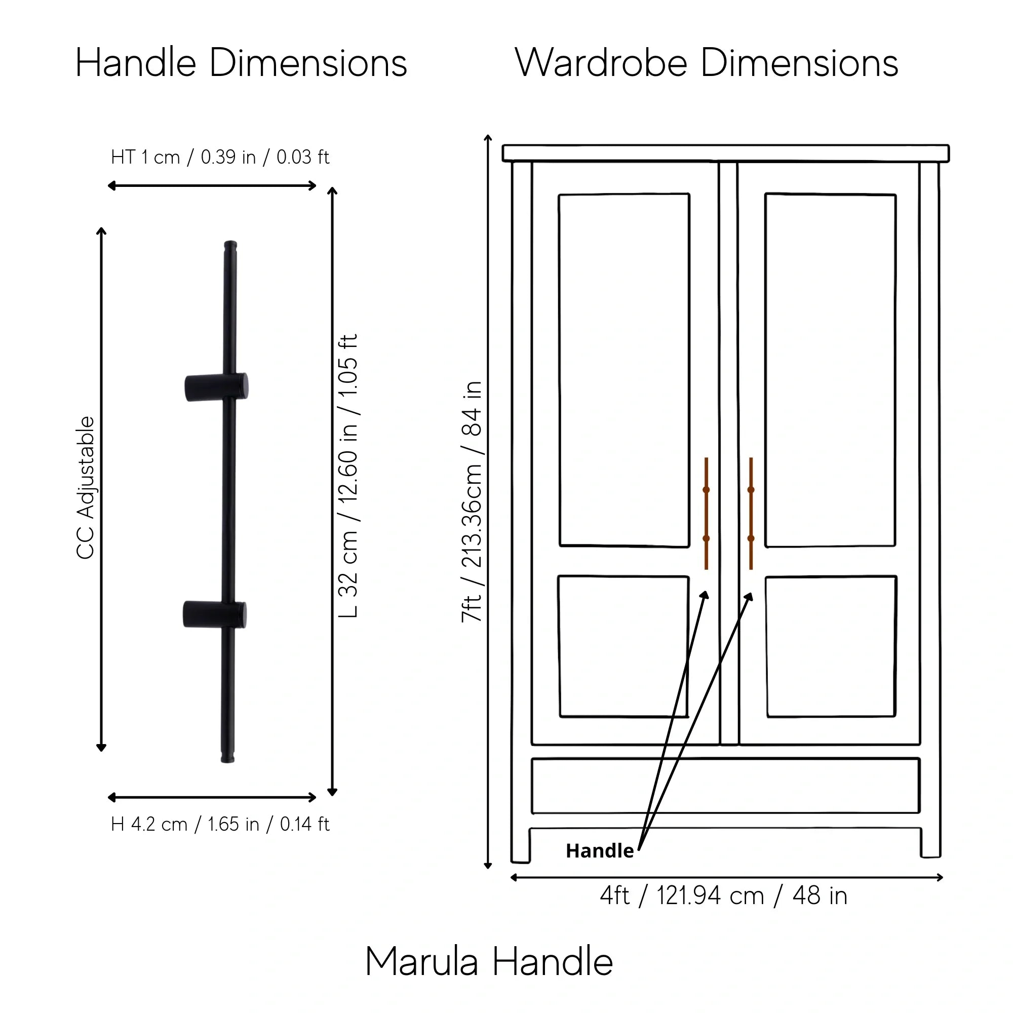 Mantara Marula Handle SKU B-0081 is a modern solid brass handle in polished black for wardrobes and cabinets.