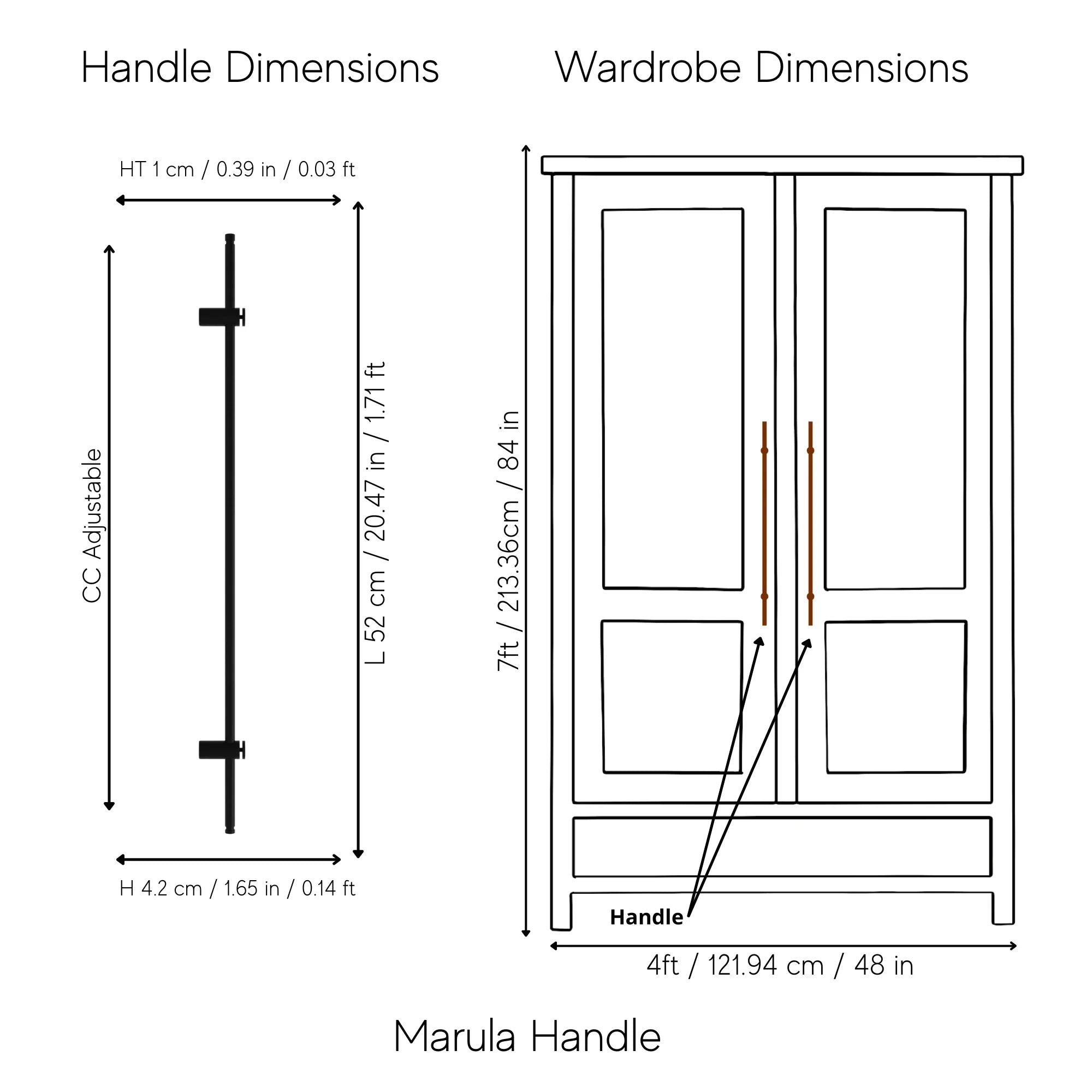 Mantara Marula Handle SKU B-0081 is a modern solid brass handle in polished black for wardrobes and cabinets.