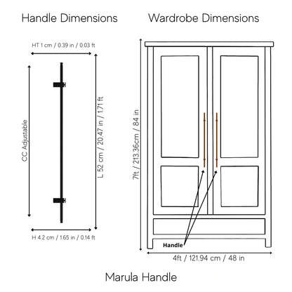 Mantara Marula Handle SKU B-0081 is a modern solid brass handle in polished black for wardrobes and cabinets.