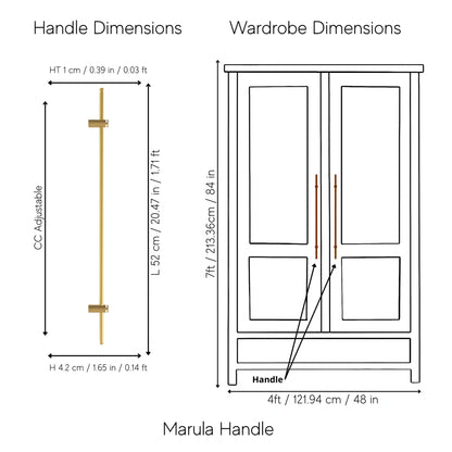 Mantara Marula Handle SKU B-0081 is a modern solid brass handle in polished gold for wardrobes and cabinets.