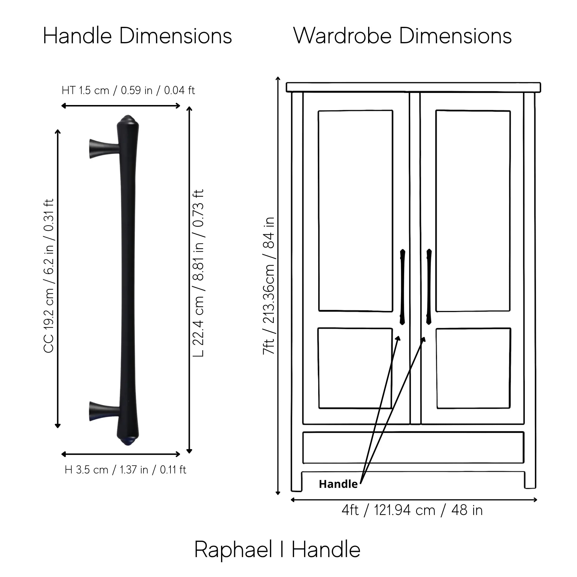 Mantara Raphael Handle B-0068 is a modern brushed brass handle in black, ideal for kitchens, drawers, and wardrobes.