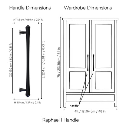 Mantara Raphael Handle B-0068 is a modern brushed brass handle in black, ideal for kitchens, drawers, and wardrobes.