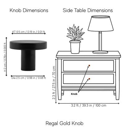 Mantara Regal Knob B-0004 in black brass, brushed finish, Ideal for furniture, cabinets, and doors.