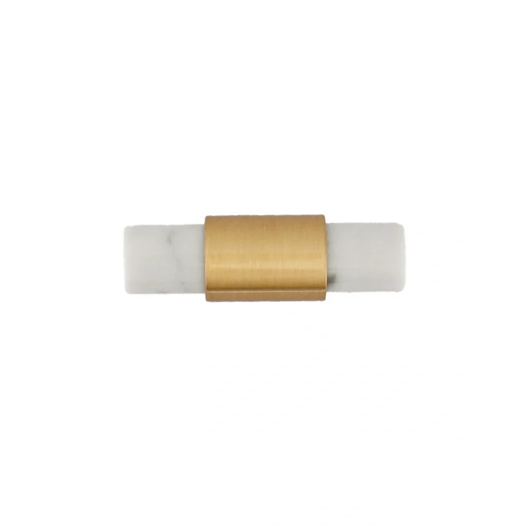 Marble &amp; brass T-bar handle in white, green and black finish by Mantara, model M-0009-T, bar handle, cabinet handle, marble handle.