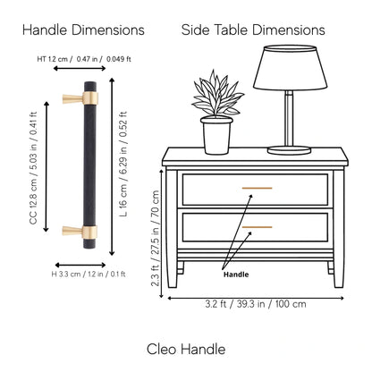 Mantara Cleo T Bar Handle B-0064 is a modern knurled brushed brass handle in black ,ideal for wardrobes and cabinets.