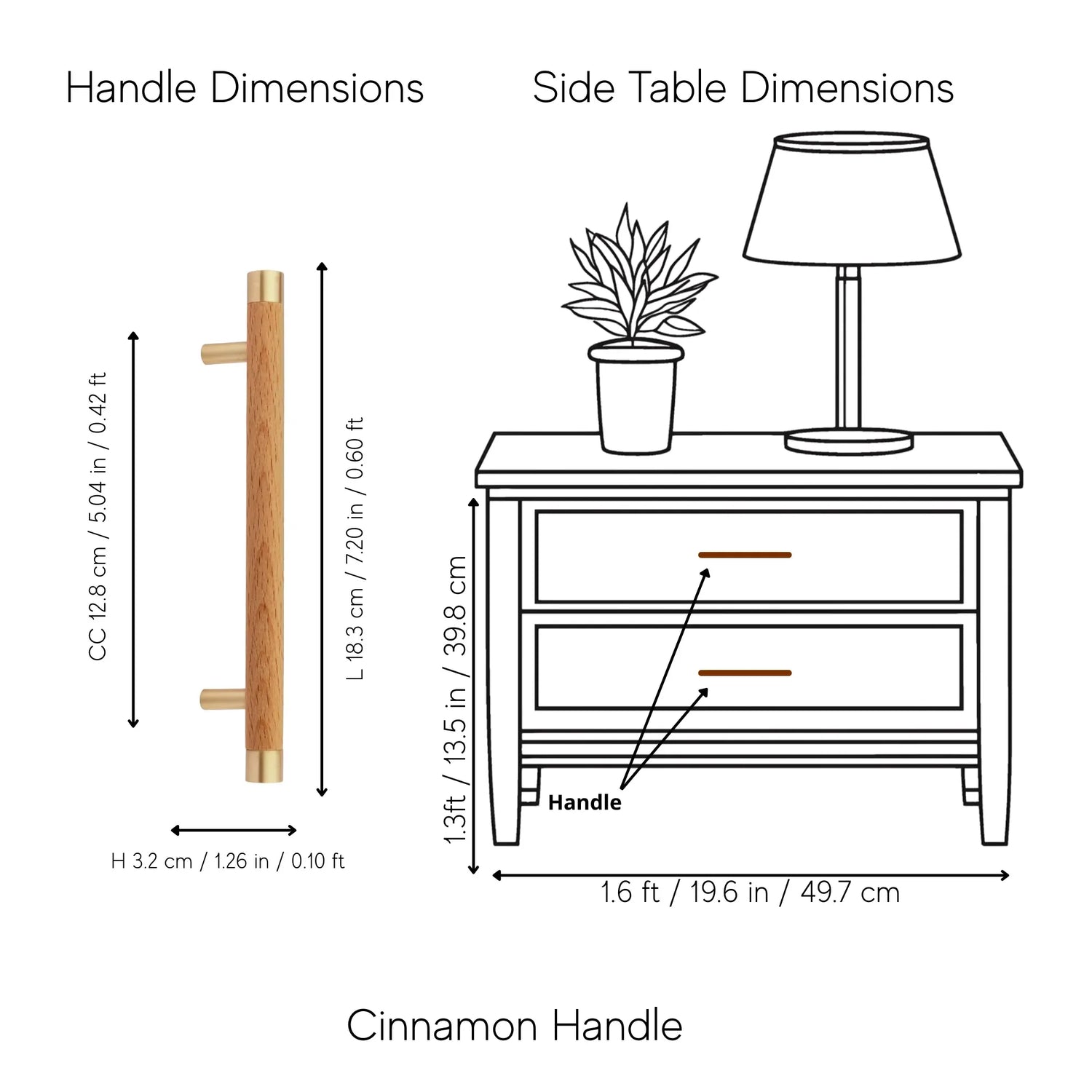 Mantara Cinnamon Handle W-0008 is a modern brass &amp; wood handle in brown with brushed finish, ideal for wardrobes &amp; drawers.