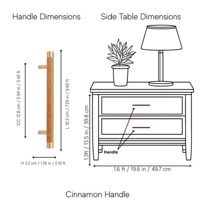 Mantara Cinnamon Handle W-0008 is a modern brass &amp; wood handle in brown with brushed finish, ideal for wardrobes &amp; drawers.