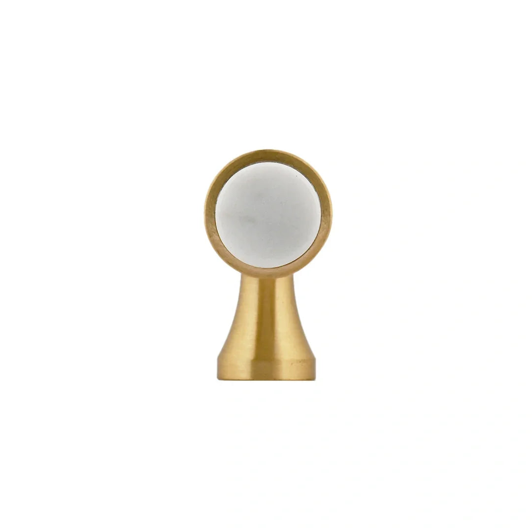 Marble &amp; brass T-bar handle in white, green and black finish by Mantara, model M-0009-T, bar handle, cabinet handle, marble handle.