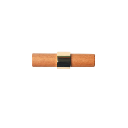 Mantara Walden Handle W-0035 is a modern zinc alloy and beech wood Tbar handle in gold, ideal for kitchen and dresser drawers.
