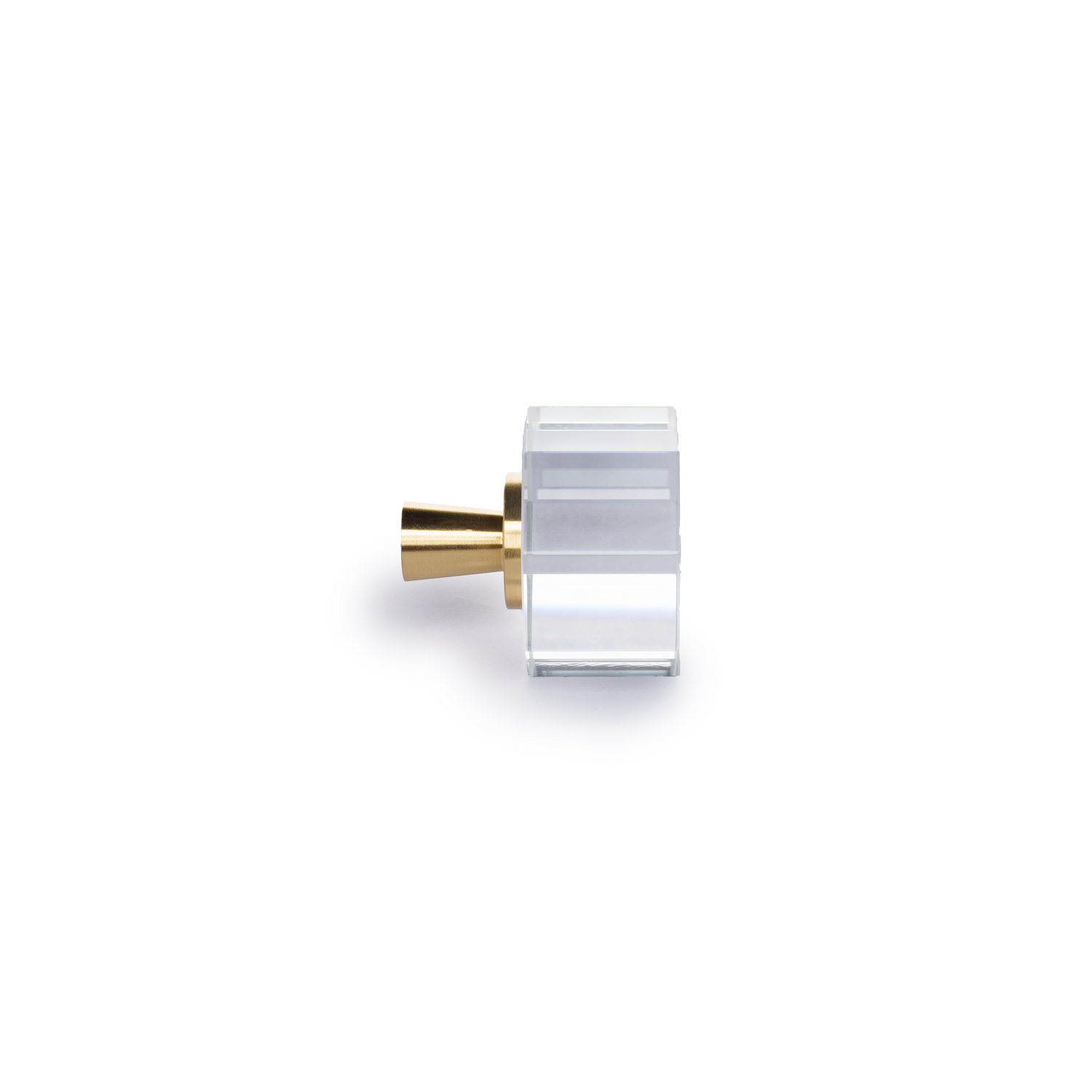 Solid brass and artificial crystal knob in white and gold finish, Allure Crystal Knob model by Mantara  A-0001.