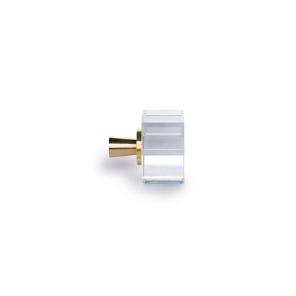 Solid brass and artificial crystal knob in white and gold finish, Allure Crystal Knob model by Mantara  A-0001.