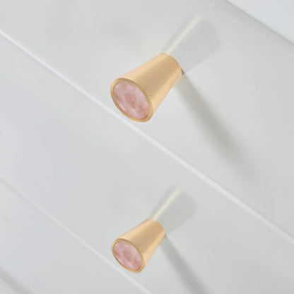 Cone knob made of brass and acrylic in orange, black and pink finishes, Galileo Knob model by Mantara, A-0004.