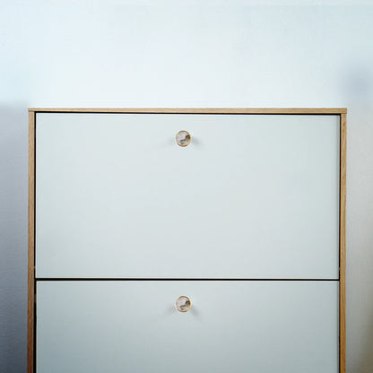 Galaxy round cabinet knob A-0005, water mist acrylic &amp; brushed brass, dia40mm, for drawers &amp; wardrobes by Mantara