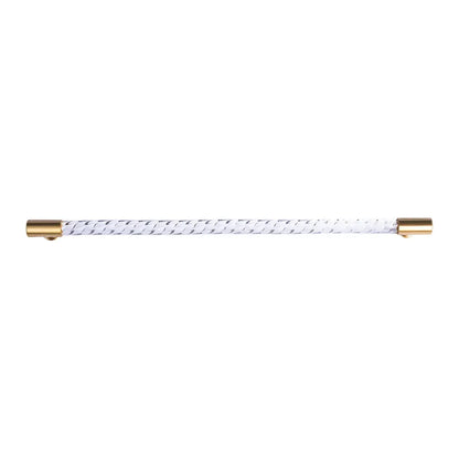 The Mantara A-0012 Helix Handle is a modern white brass and acrylic handle with polished + brushed stem, ideal for doors, cabinets, and wardrobes.
