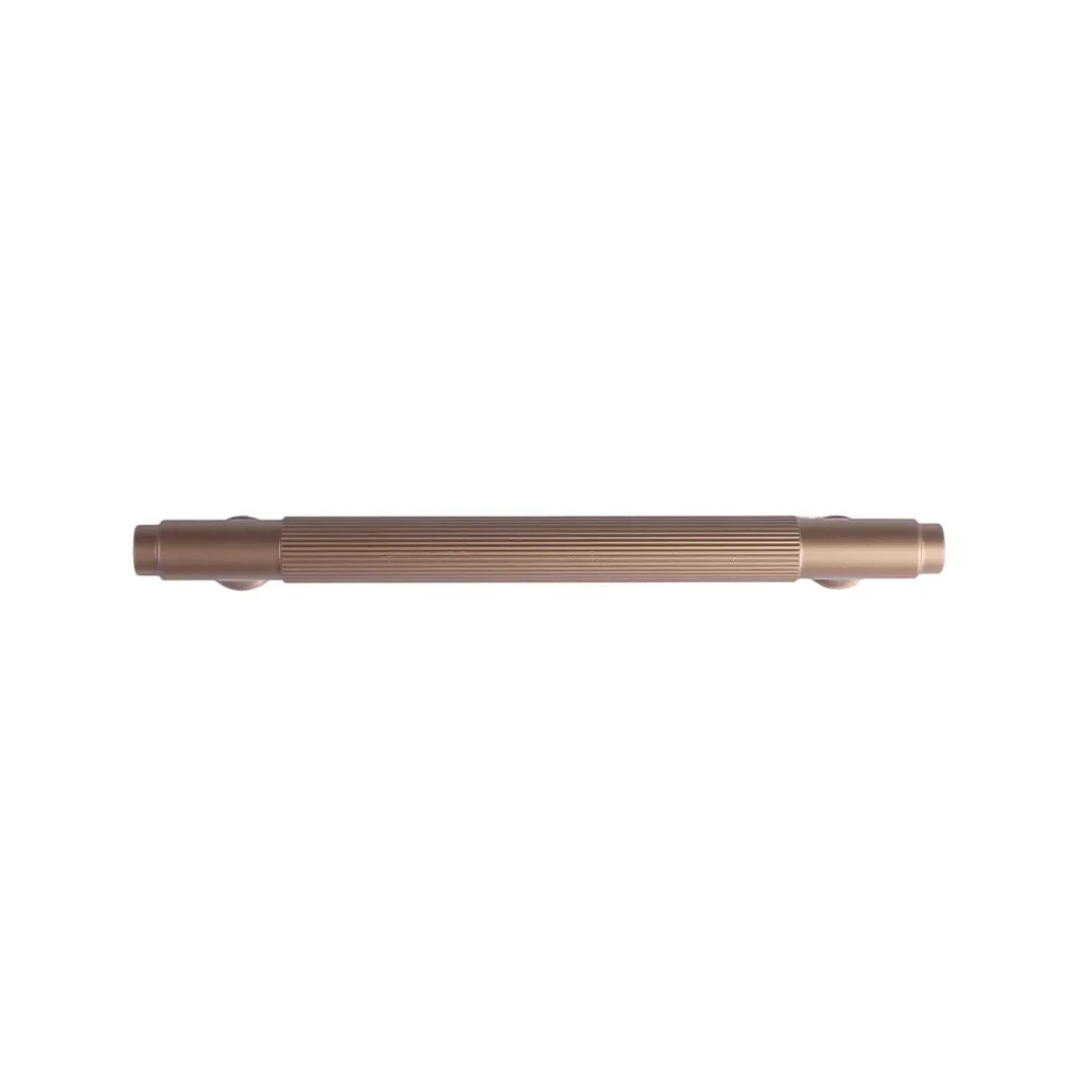 The Mantara AL-0002 Sleek Bar Handle is a modern aluminum alloy handle in rose gold, ideal for cabinets and wardrobes.