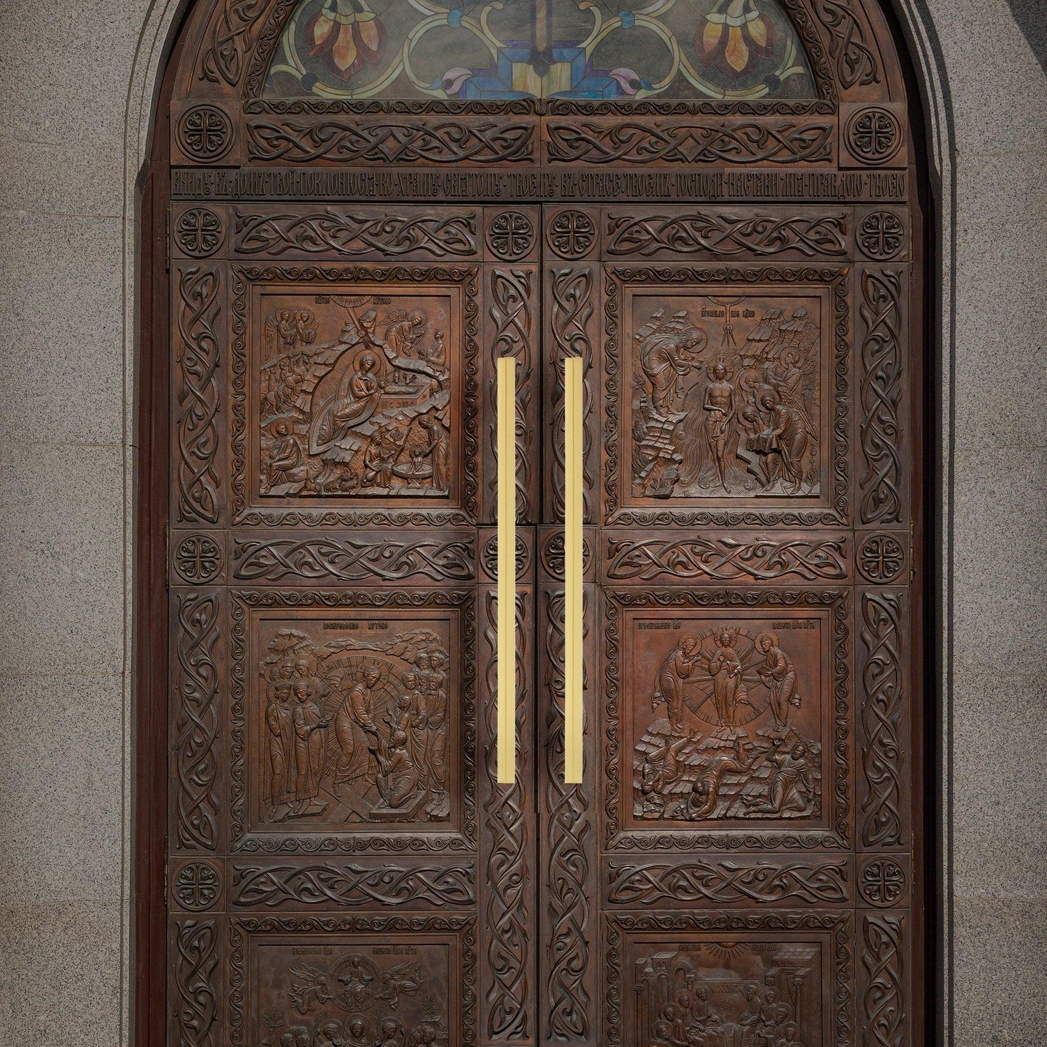 Mantara Skyline Handle B-0055 is a modern brushed brass handle in gold, ideal for main doors, cabinets, and drawers.