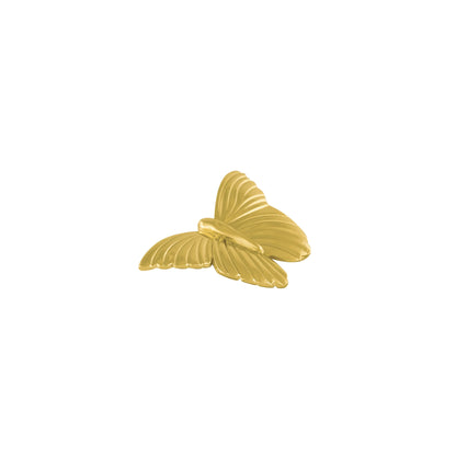 B‑0074 Mariposa solid brass knob in polished gold finish, measuring 80 mm length, ideal for doors, cabinets, drawers, wardrobes, bedrooms and bathrooms by Mantara.