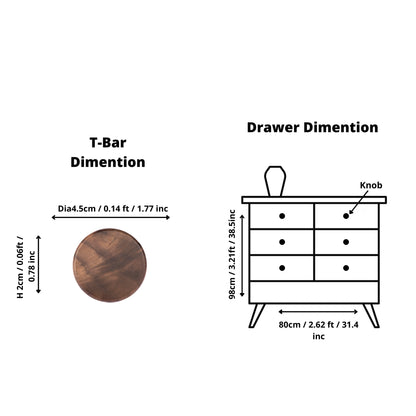 Mantara Briar Knob  W-0037 is a modern wooden knob in walnut finish, ideal for kitchen and dresser drawers.
