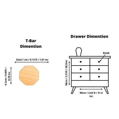 Mantara Thorne Knob W-0056 is a modern  beech wood knob with brushed finish, ideal for kitchen and dresser drawers.