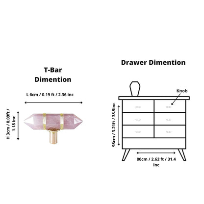 The Mantara C-0013 Mystic Handle is a modern crystal and brass knob in pink, ideal for drawers and cabinets.
