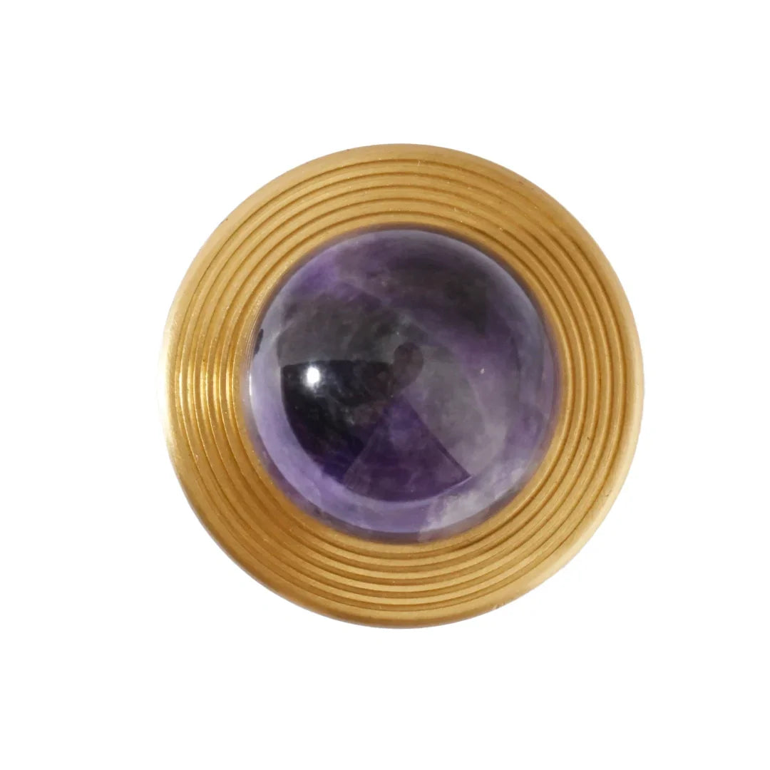The Mantara C-0017 Opalia Knob is a modern crystal and brass knob purple, ideal for drawers and cabinets.