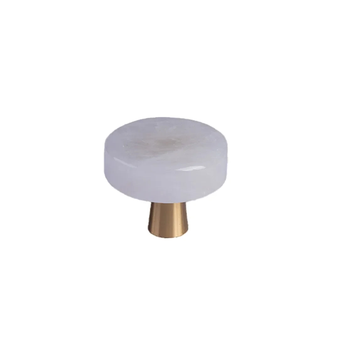 The Mantara C-0019 Lucienne Knob is a modern crystal knob in white, perfect for drawers and cabinets.