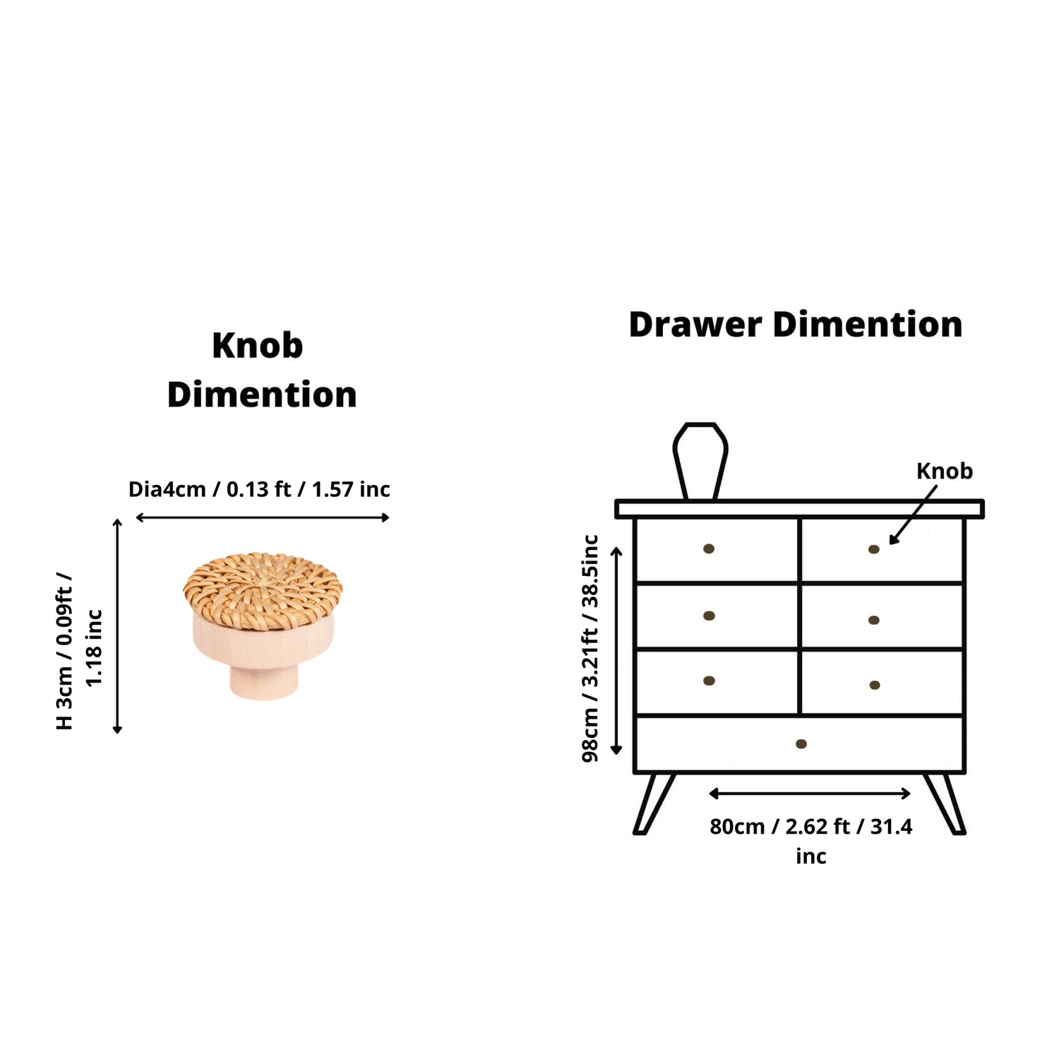 Mantara Wickerly Knob W-0043 is a modern beech wood knob, ideal for kitchen drawers, dresser drawers.