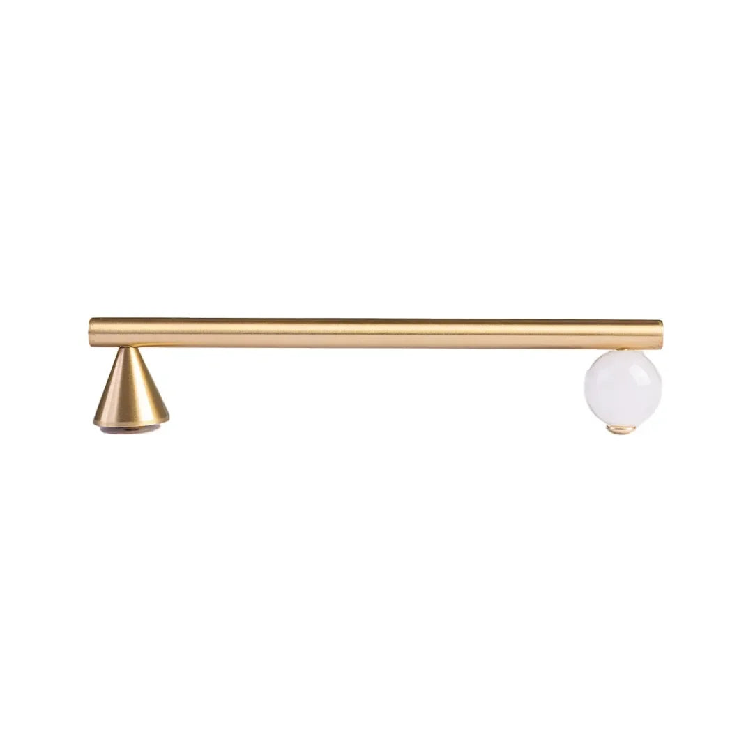 The Mantara C-0022 Solstice Handle is a modern crystal and brass handle in white, ideal for wardrobes, drawers, and cabinets.