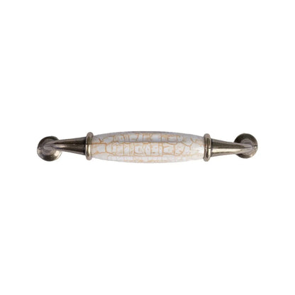 The Mantara CR-0007 Empire Knob is a traditional zinc and ceramic handle in white+brown with a polished finish, ideal for wardrobes and cabinets.