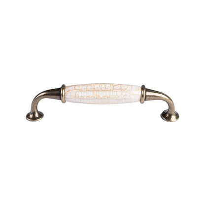 The Mantara CR-0007 Empire Knob is a traditional zinc and ceramic handle in white+brown with a polished finish, ideal for wardrobes and cabinets.