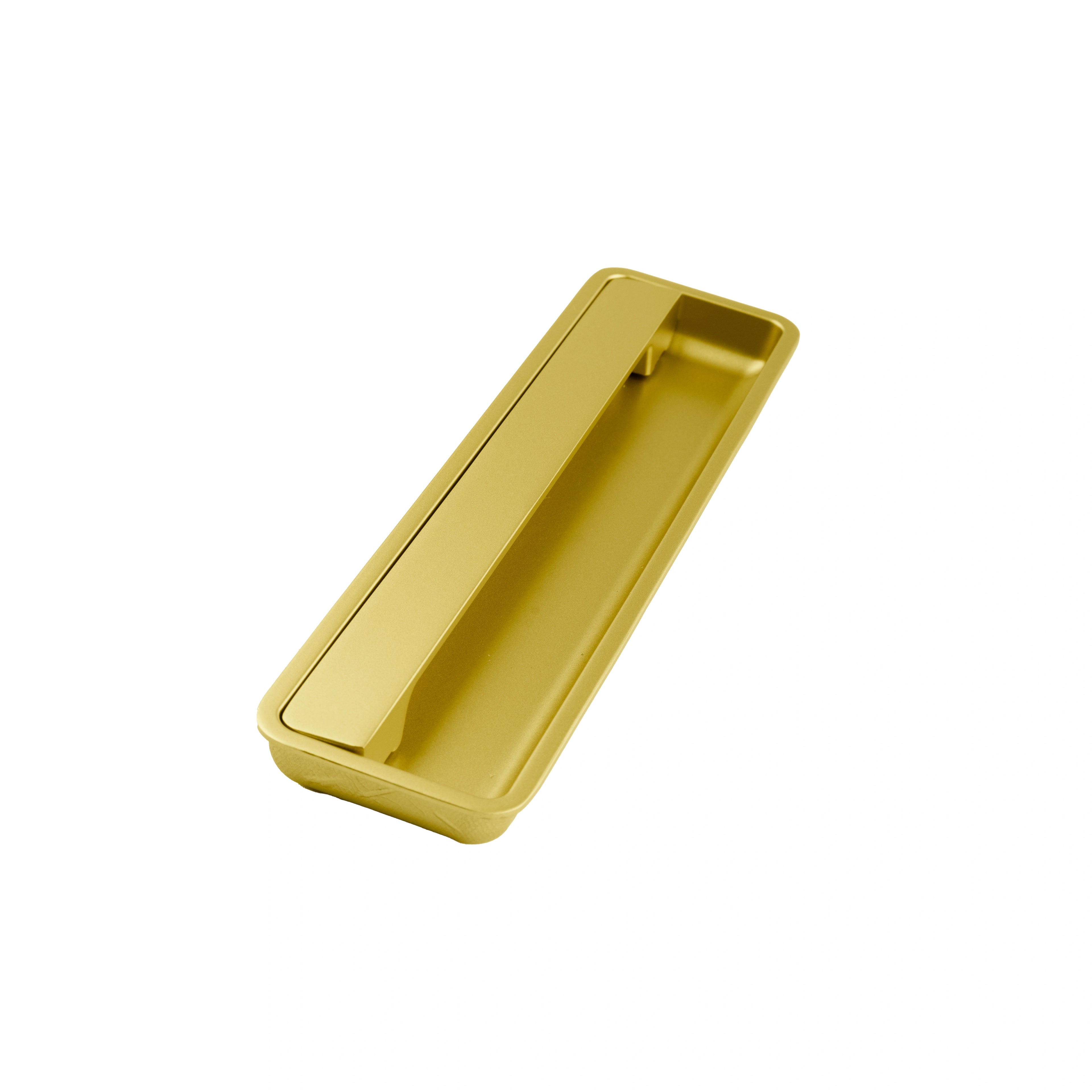Mantara Concealed Square Handle Z-0011 is a modern zinc handle in matte gold, ideal for sliding doors and furniture.