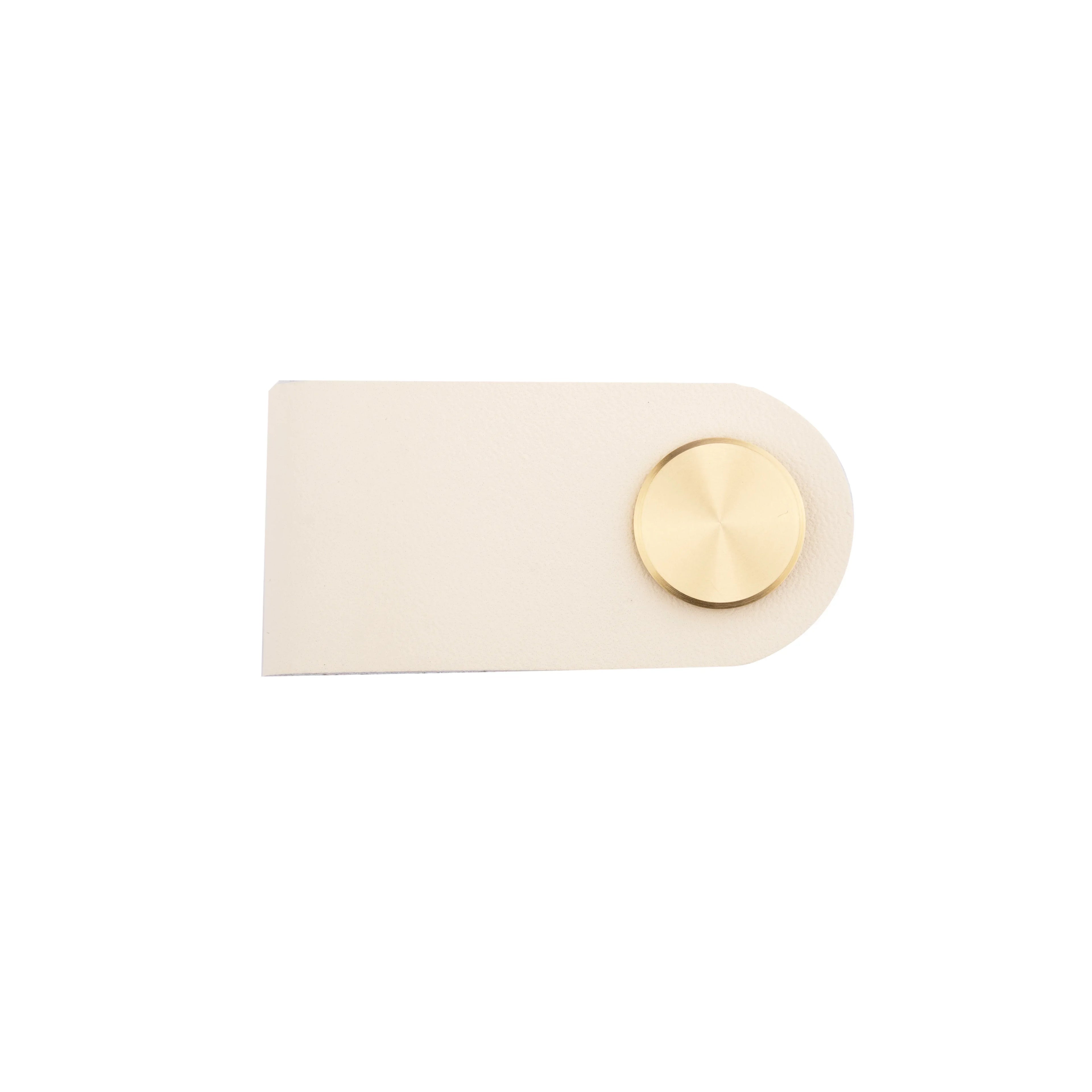 The Mantara L-0001 Maverick Pull Knob is a Nordic leather and brass knob in White, ideal for kitchens and furniture.