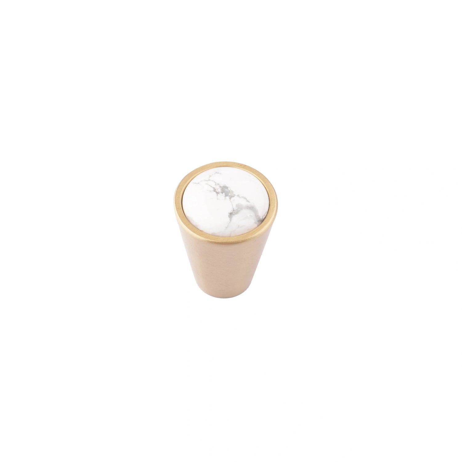 Mantara M-0006 is a modern Marble knob in polished white, ideal for wardrobes, doors, and furniture.