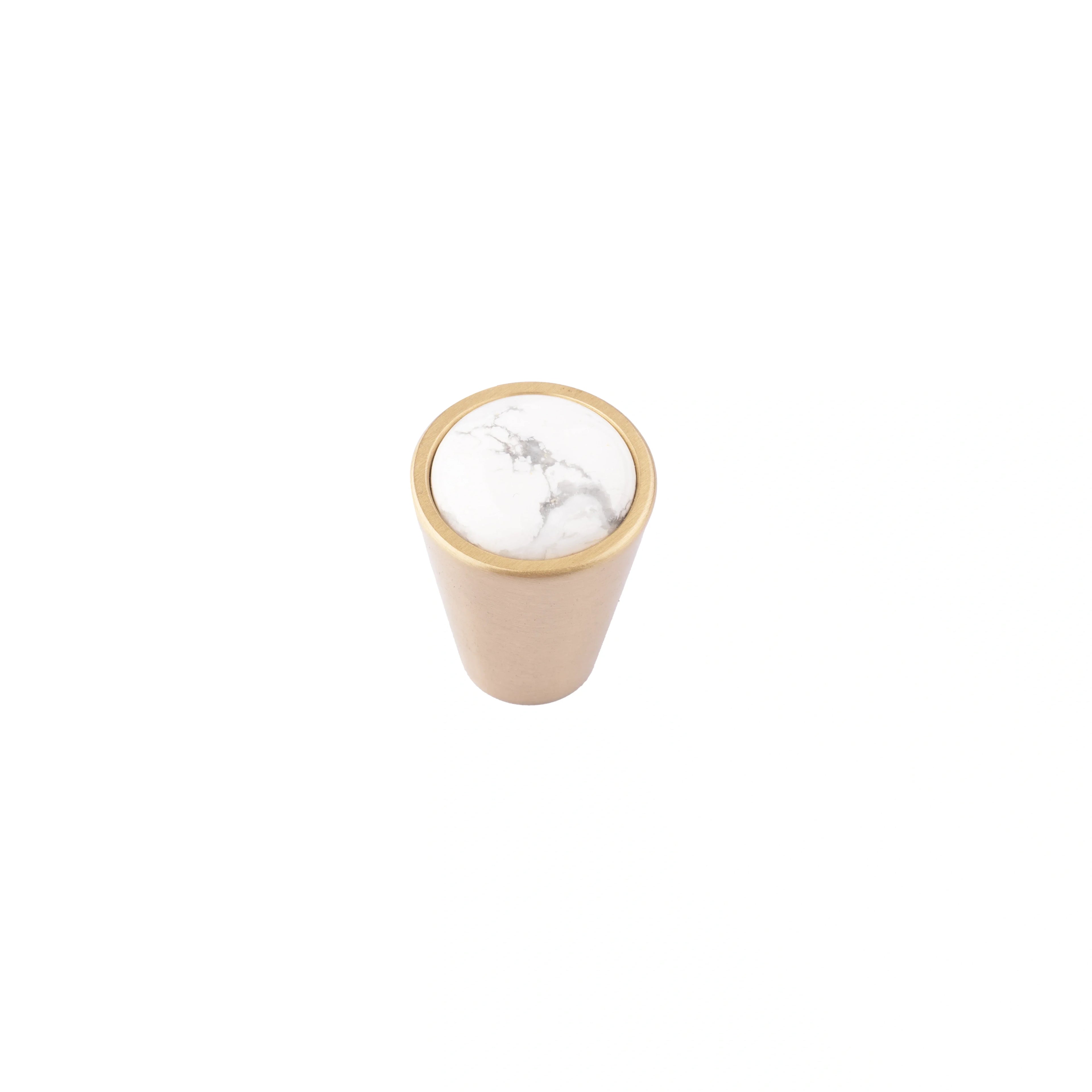 Mantara M-0006 is a modern Marble knob in polished white, ideal for wardrobes, doors, and furniture.