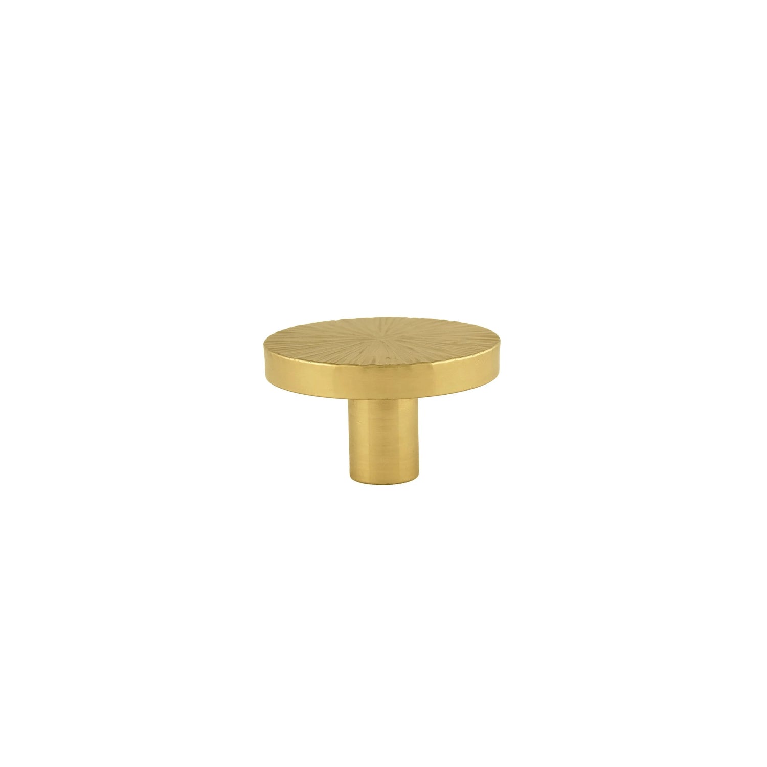 Mantara Radiate Knob B-0103 is a modern polished brass knob in gold, ideal for drawers, cabinets, and furniture.