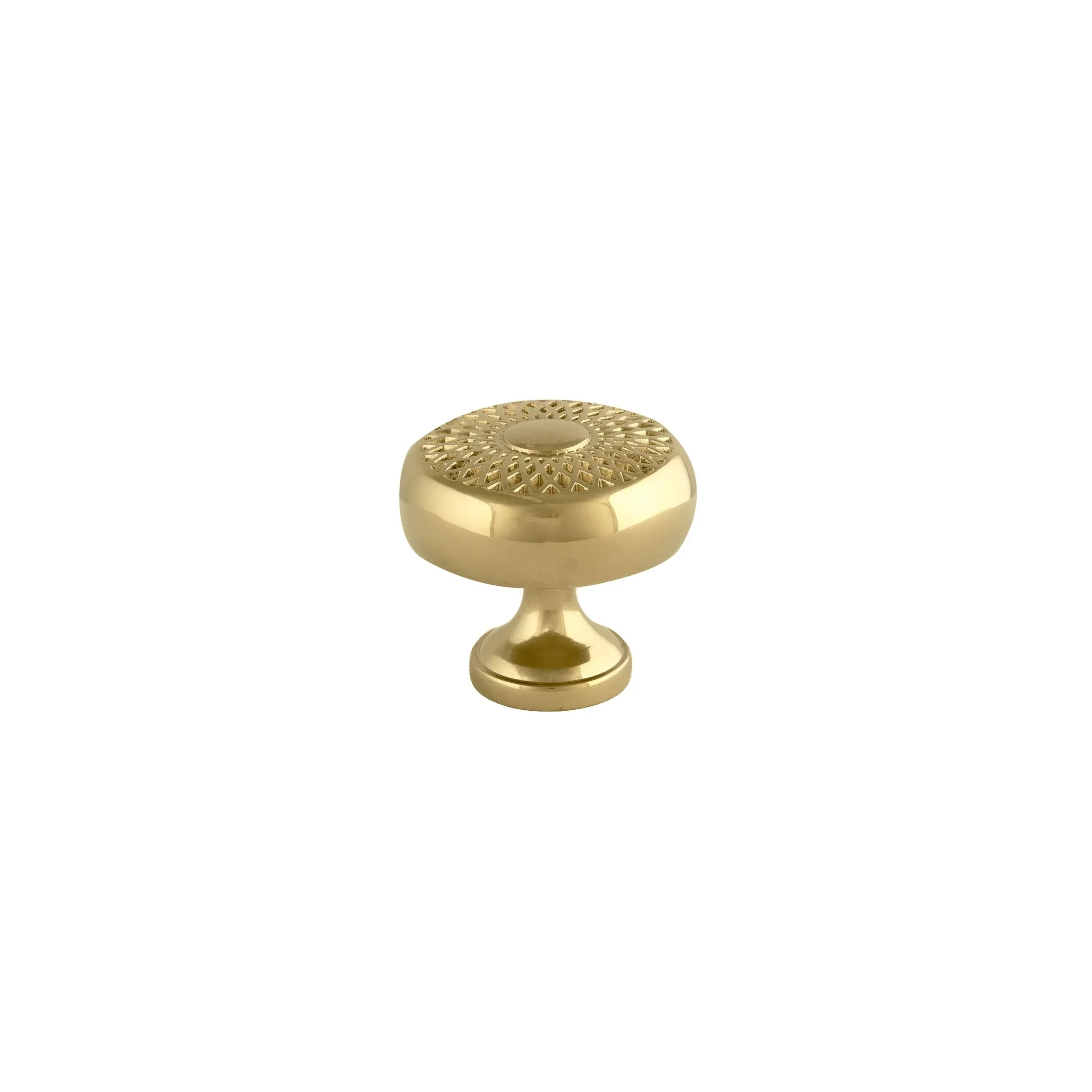 The Mantara B-0032 Karna Knob is a modern polished brass knob in gold, ideal for main doors, kitchens, drawers, and wardrobes.