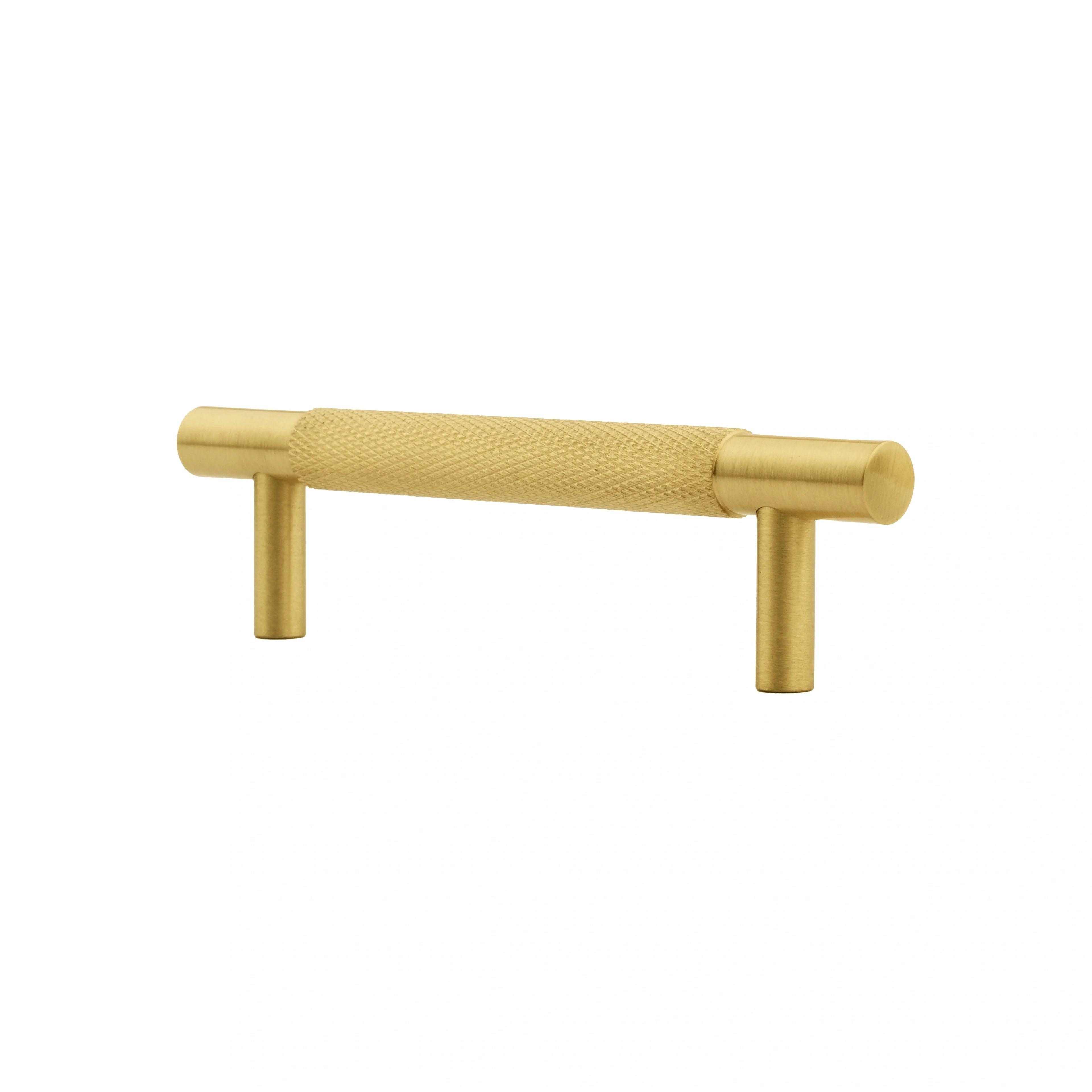Mantara Pisa Knob B-0060 is a modern brushed brass handle in gold, ideal for wardrobes, cabinets, and main doors.
