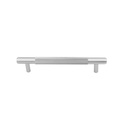 Mantara Enigma Handle B-0061 is a modern brushed brass handle in chrome, ideal for cupboards and drawers.