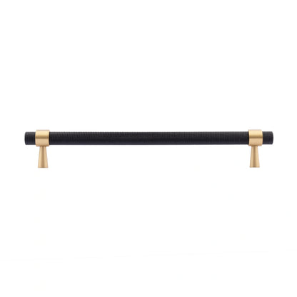  Mantara Cleo T Bar Handle B-0064 is a modern knurled brushed brass handle in black ,ideal for wardrobes and cabinets.