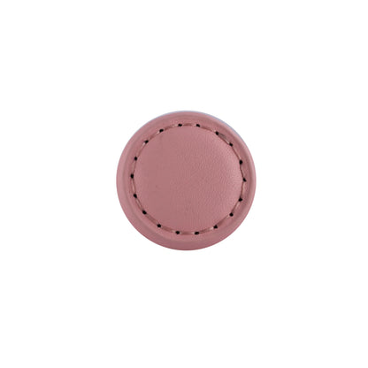 The Mantara L-0008 Sofia Round Knob is a modern leather knob in pink, ideal for cabinets and wardrobes.