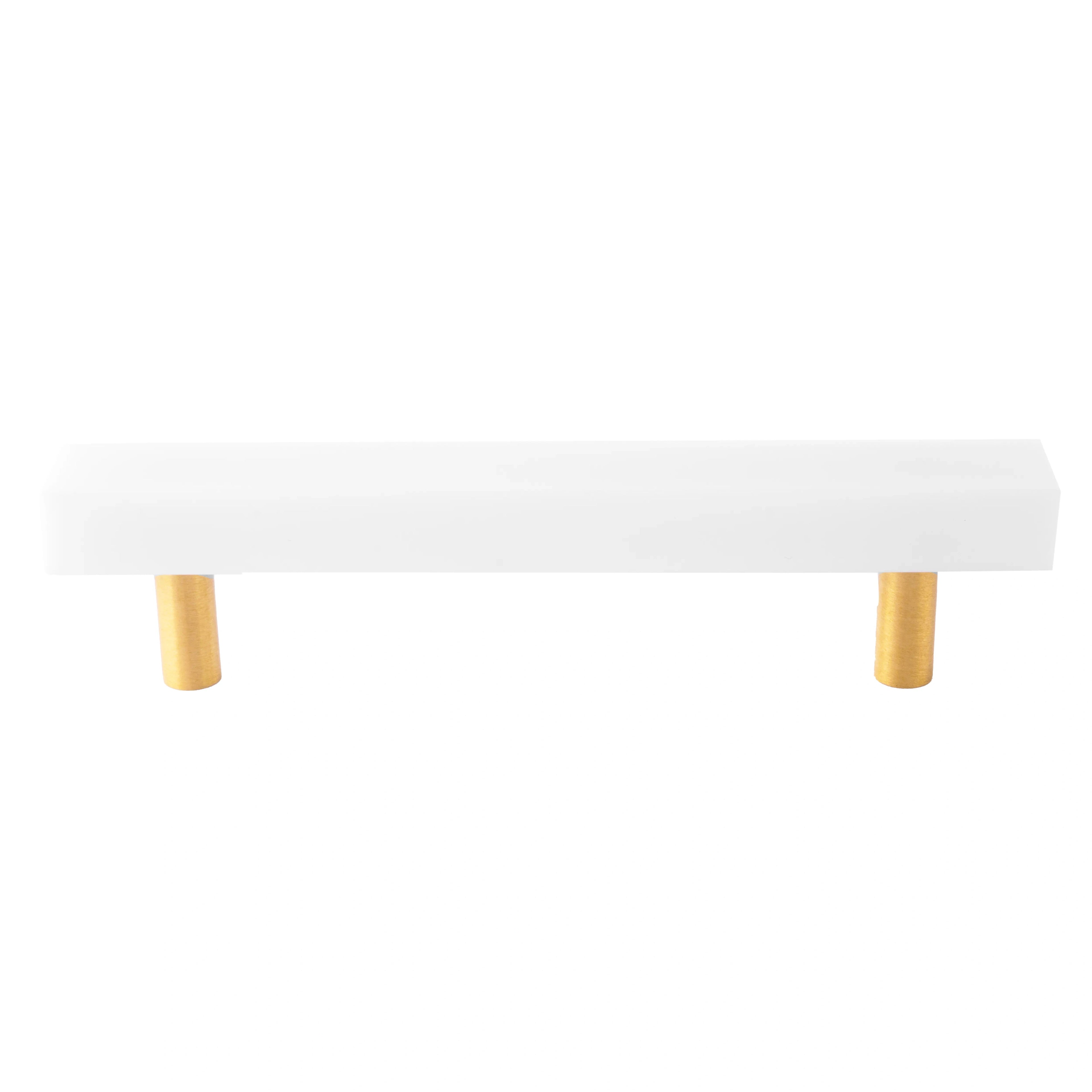 Mantara Noir Handle M-0012 is a modern marble &amp; brass handle in white, ideal for kitchen, drawers &amp; cabinets.