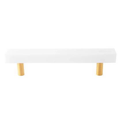 Mantara Noir Handle M-0012 is a modern marble &amp; brass handle in white, ideal for kitchen, drawers &amp; cabinets.