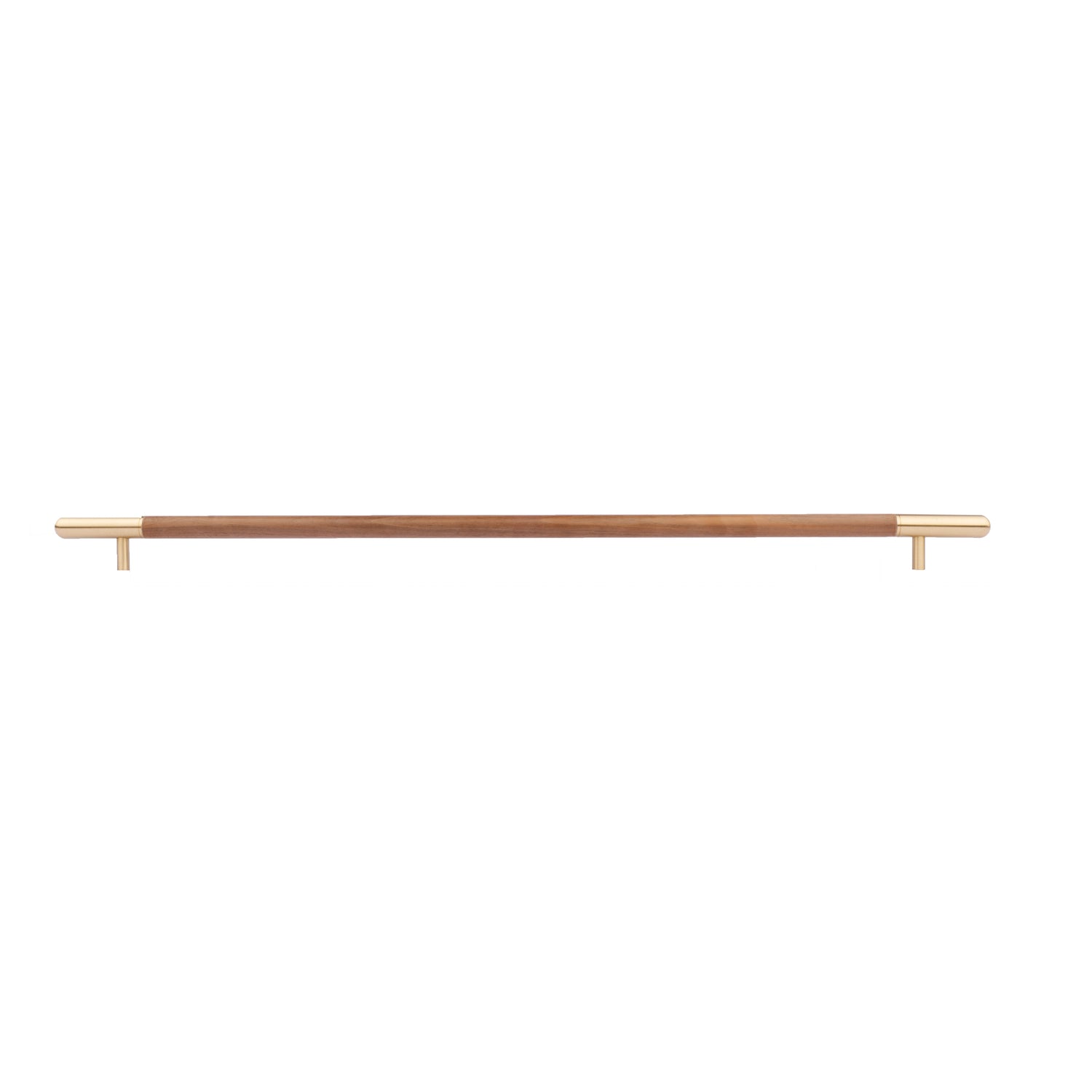 Mantara Mahogany Handle W-0003-H is a natural wood handle in brown with brushed brass finish, ideal for doors &amp; furniture.
